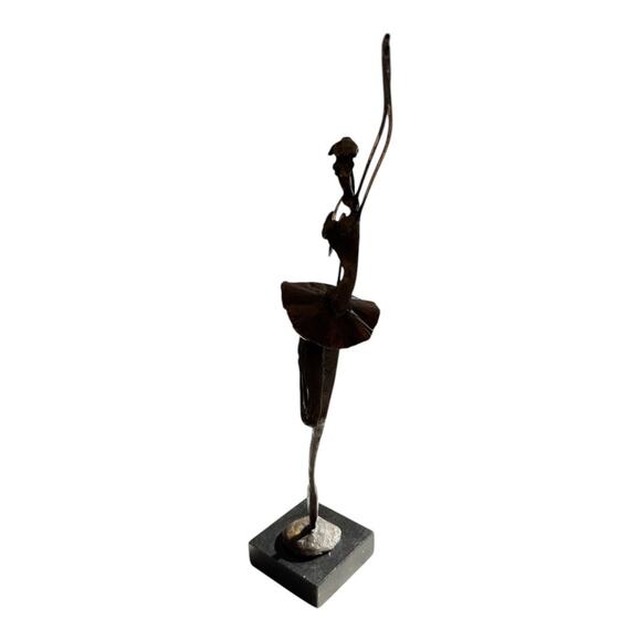 Modernist Brutalist Bronze Ballerina Figurative Sculpture Marble Base - Picture 5 of 9